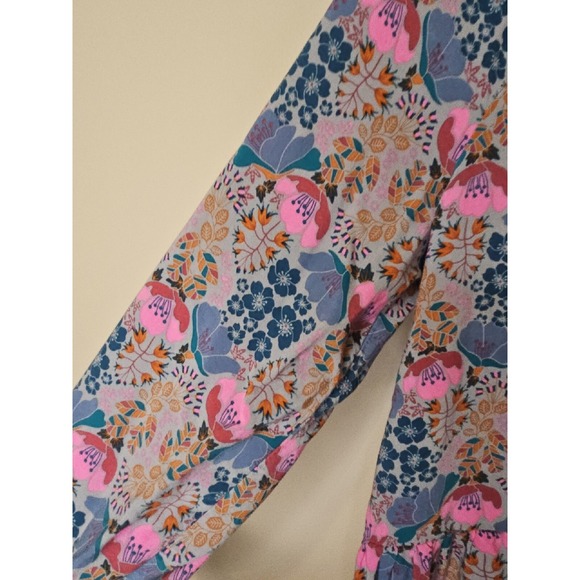 Matilda Jane Blouse Women Medium Pink Blue Floral Boho Lace Trim Tassels Crochet - Picture 5 of 16